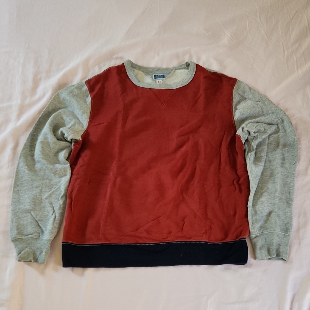 Men's J Crew Red, Gray And Blue Colorblock Sweatshirt Size Medium